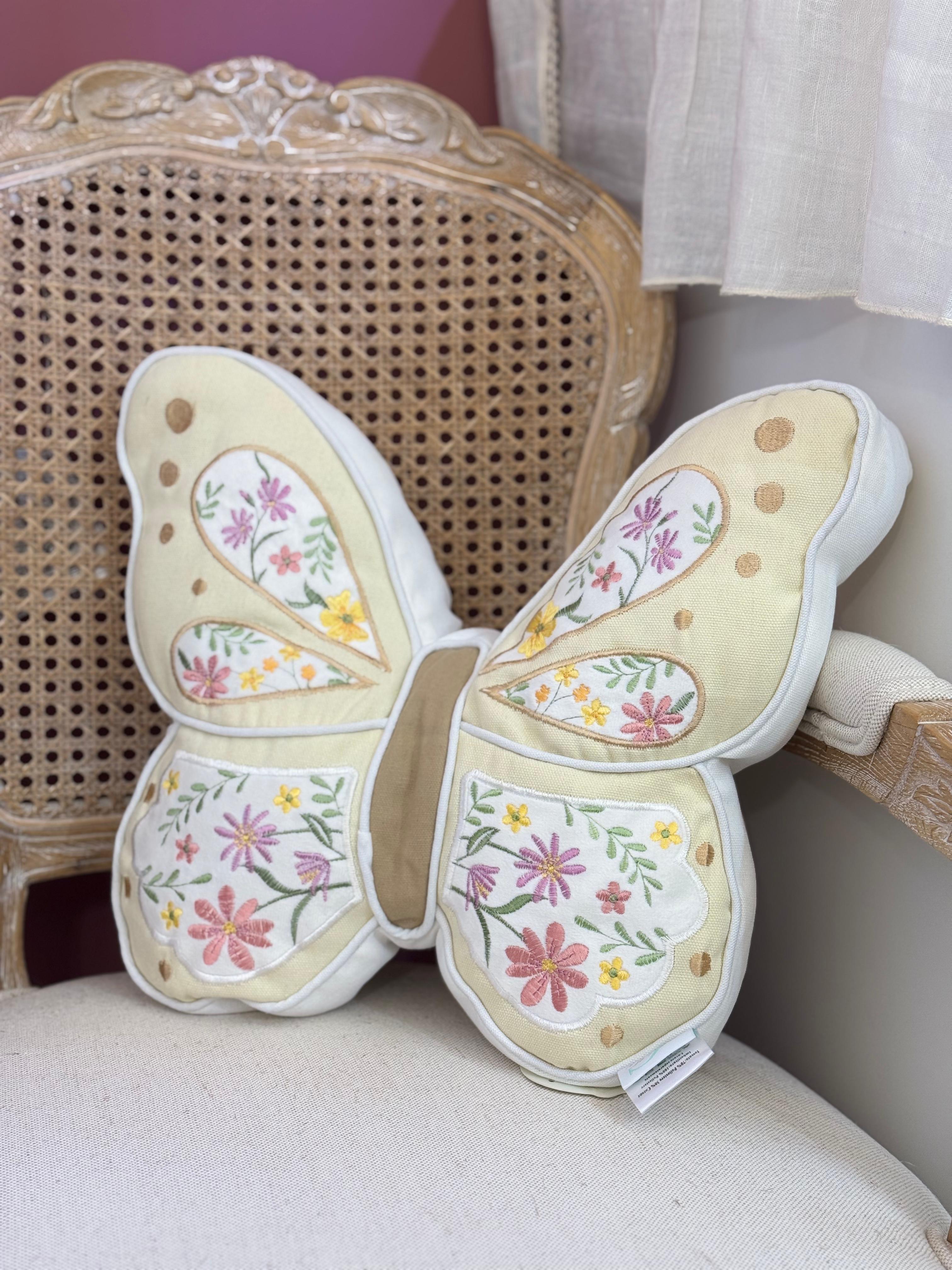 Cuscino farfalla con fiori ricamati collezione